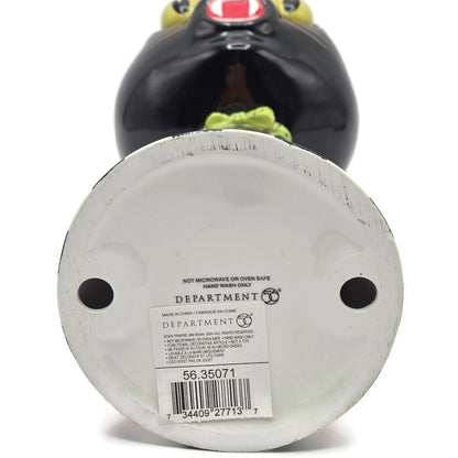 Department 56 Halloween Google Eye Black Cat Goblet Ceramic Candy Dish Party