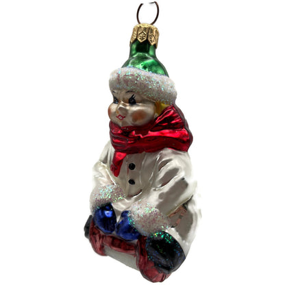 Christopher Radko Here I Go Child Sledding Christmas Tree Ornament 96-186-0