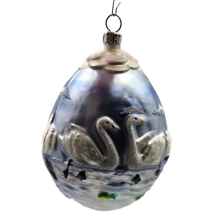 Patricia Breen Seven Swimming Swans Birds Pearl Blue 12 Days Christmas Ornament