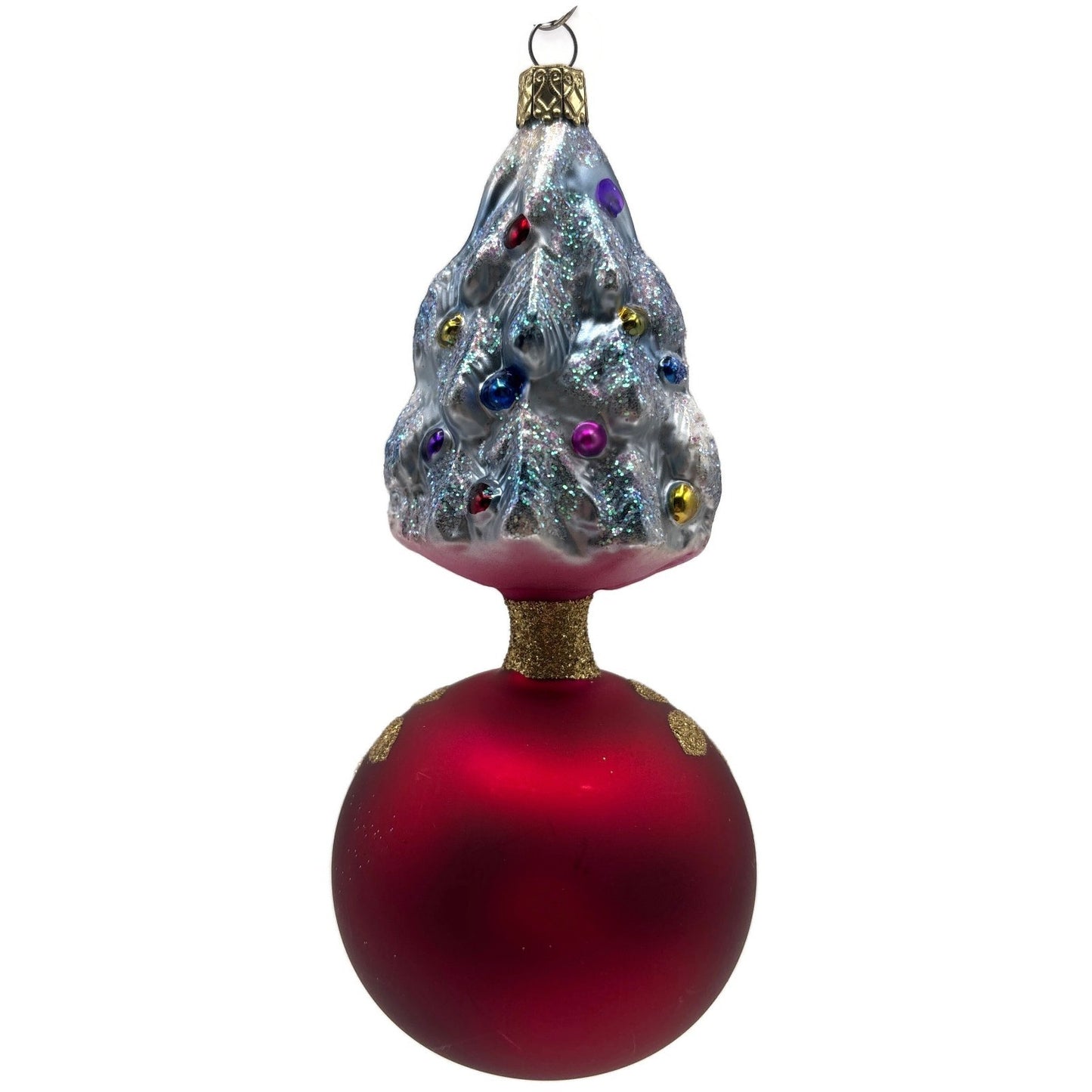 Old World Christmas Tree On Ball Glitter Star Reflector Red OWC Holiday Ornament