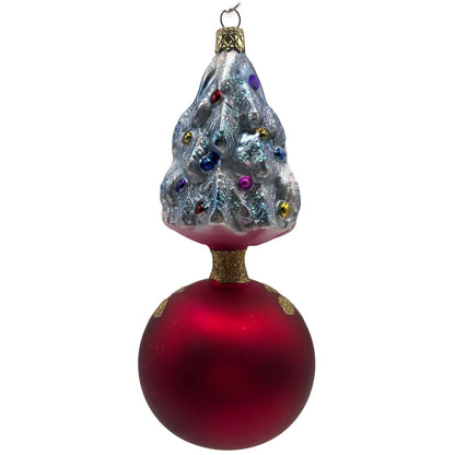 Old World Christmas Tree On Ball Glitter Star Reflector Red OWC Holiday Ornament