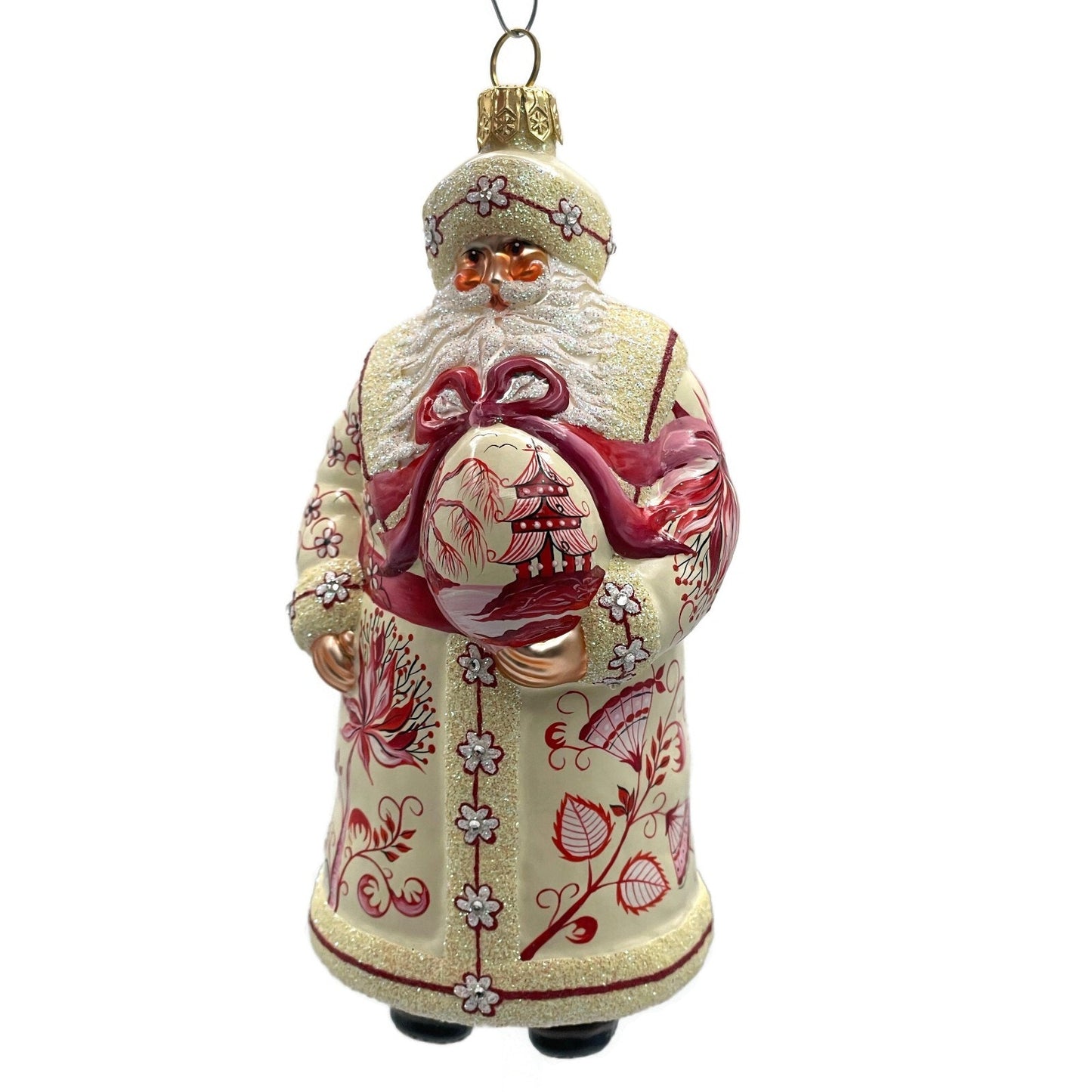 Patricia Breen Splendid Santa Chinoiserie Red Christmas Holiday Tree Ornament