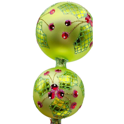 Majesty Glass Boughs of Hollywood Double Lime Green Christmas Tree Ornament