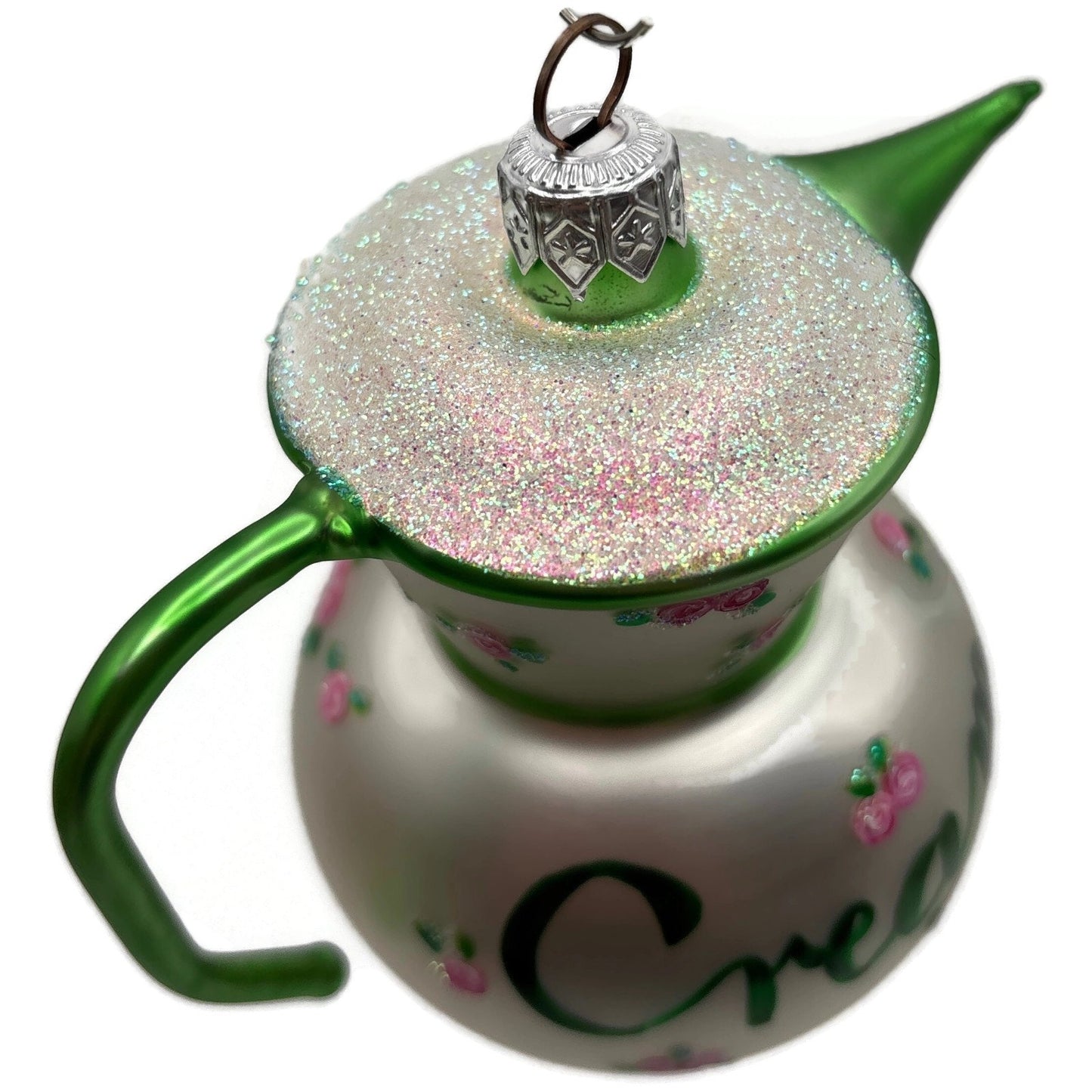 Patricia Breen Sweet Cream Pearl Green Pink Roses Spring Christmas Tree Ornament