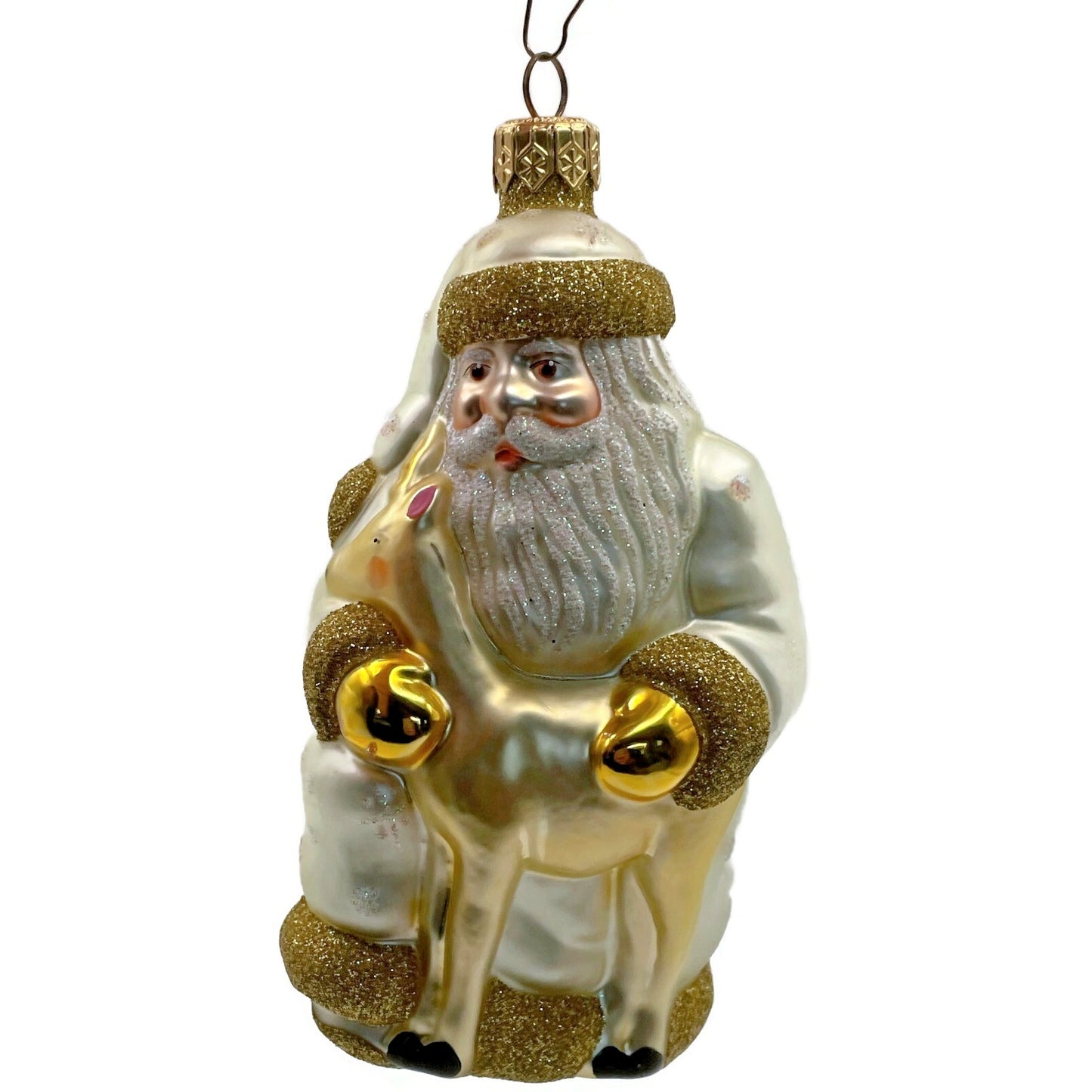 Patricia Breen Santa and Sarenka Pearl Dots Snowflakes Christmas Tree Ornament
