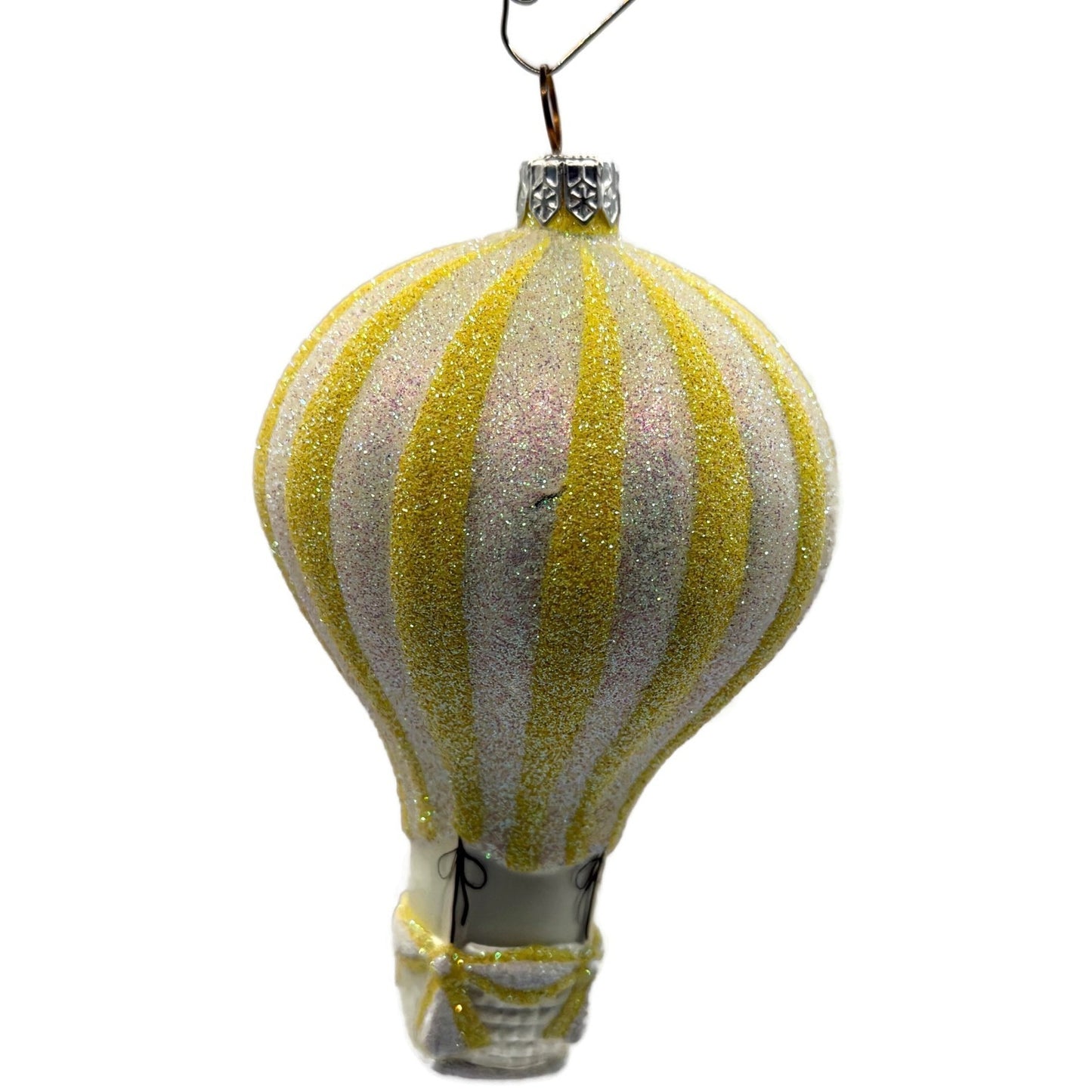Patricia Breen Petite Balon Lemon Hot Air Balloon Yellow Striped Spring Ornament