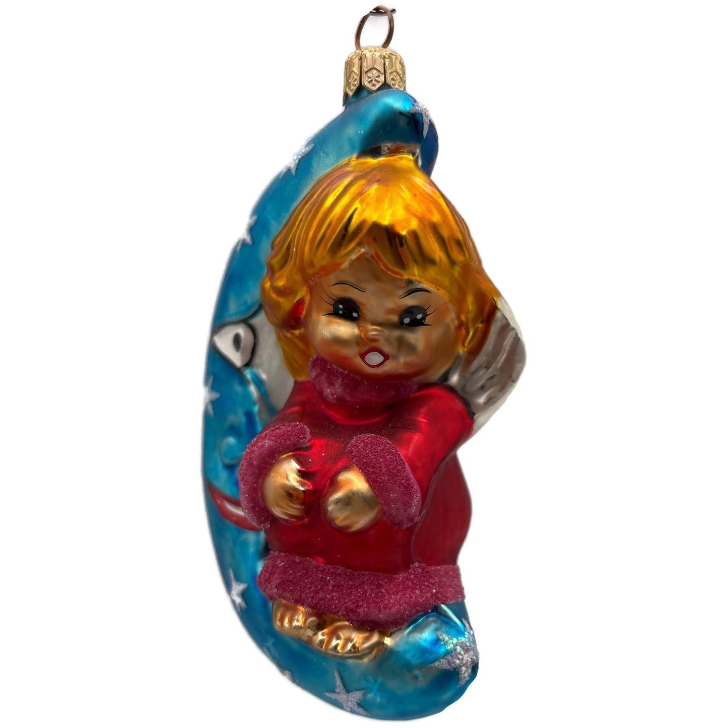 Christopher Radko Watch Over Me Blue Moon Stars Christmas Tree Ornament 97-SP-26