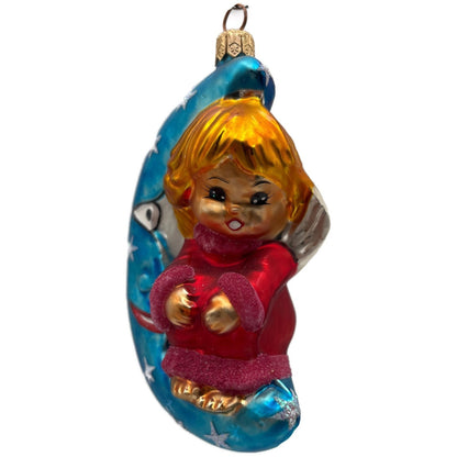 Christopher Radko Watch Over Me Blue Moon Stars Christmas Tree Ornament 97-SP-26