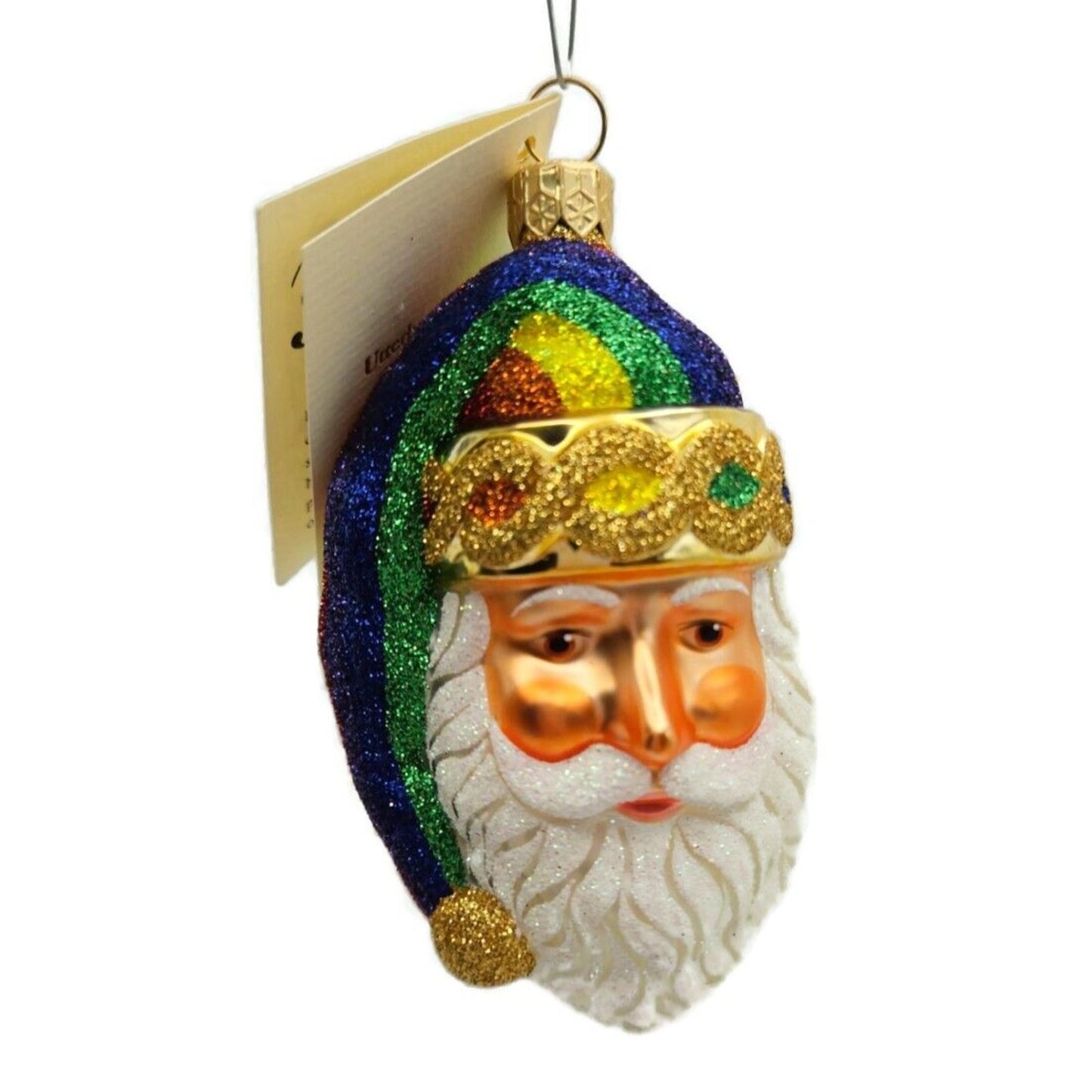 Patricia Breen Sparkle Plenty Rainbow Santa Claus Head Christmas Tree Ornament
