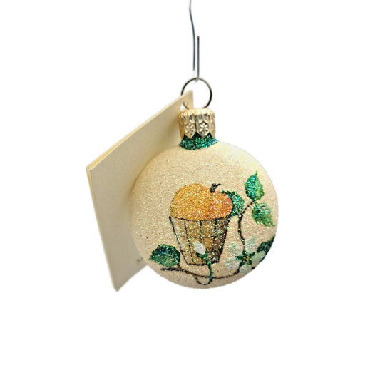 Patricia Breen Anniversary Medallion Spring Peach Basket Christmas Tree Ornament