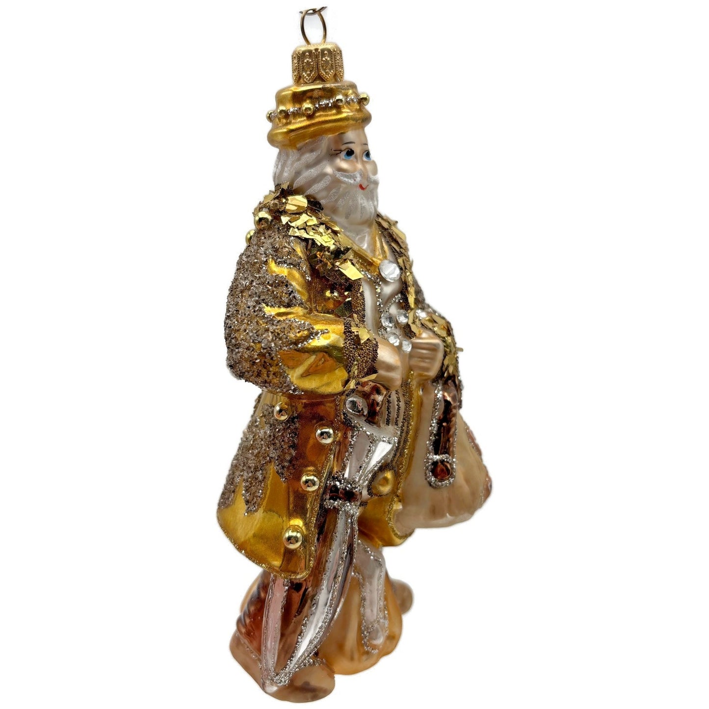 Heartfully Yours Old English Santa Claus Gold Jeweled Christmas Tree Ornament