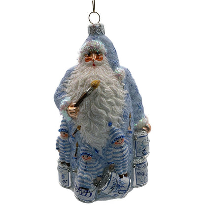 Patricia Breen Ornament Painterly Santa Chinoiserie Blue Striped Christmas Tree