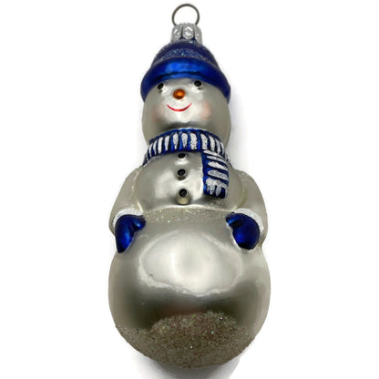 Patricia Breen Snow Boy Blue Striped Winter Snowman Christmas Tree Ornament