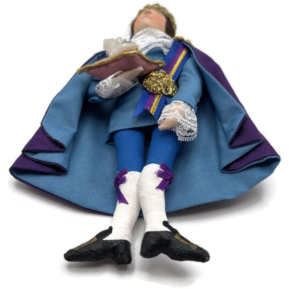 Gladys Boalt Prince Charming Cinderella Fabric Handmade Signed Holiday Ornament