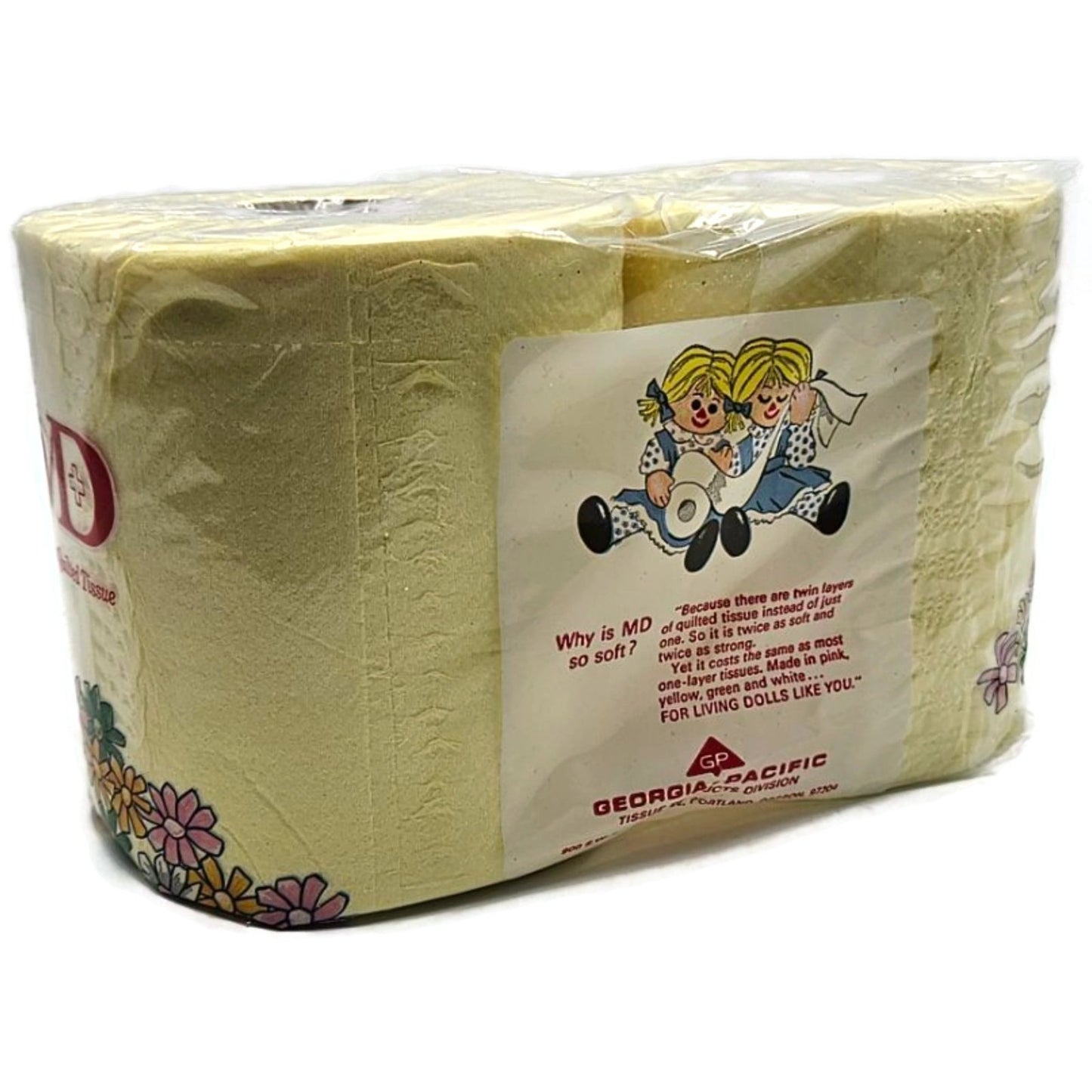 Vintage MD Toilet Paper Yellow Twin Quilted Bathroom Tissue 2 Rolls 2 Ply NEW