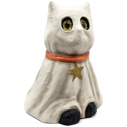 Bethany Lowe Casper Ghost Cat Friendly Spooky Star Paper Mache Halloween Decor