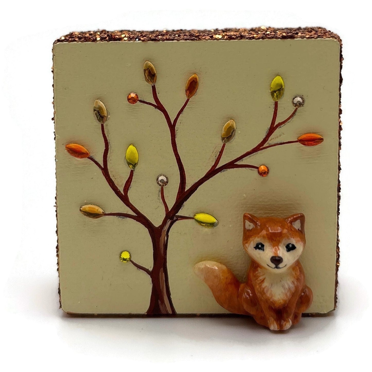 Patricia Breen Presenting Gold Fox Fall Leaves Free Standing Ornament Set