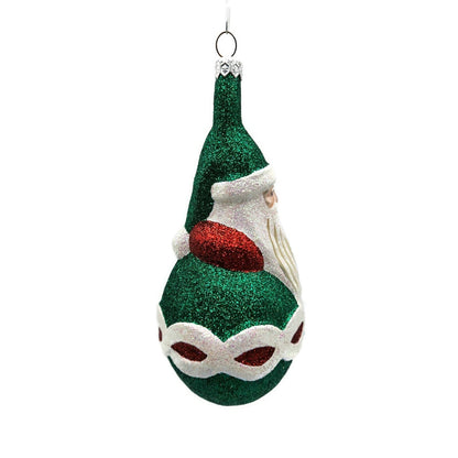 Ornament Patricia Breen Faberge Santa Green Red Glittered Christmas Tree Decor