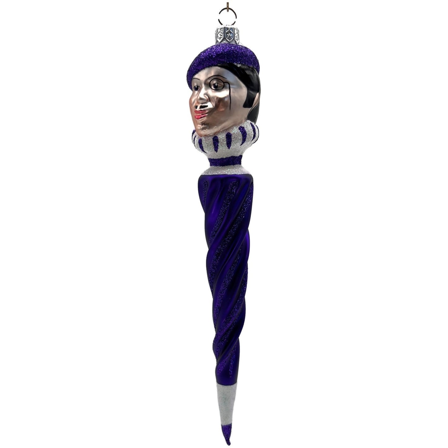 Patricia Breen French Twist Purple Glittered Stripes Monocle Christmas Ornament
