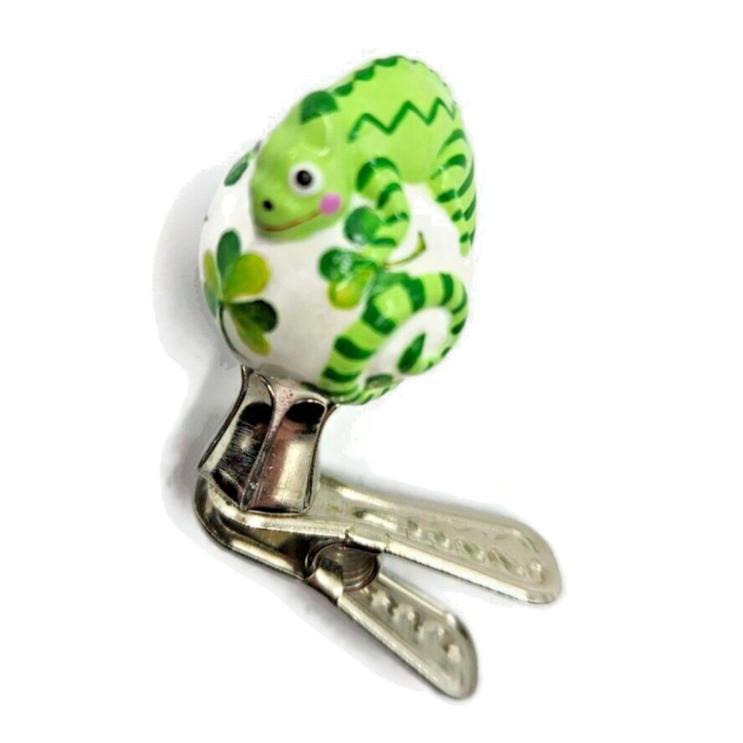 Patricia Breen Petite Miniature Chameleon Lucky Shamrock Christmas Clip Ornament