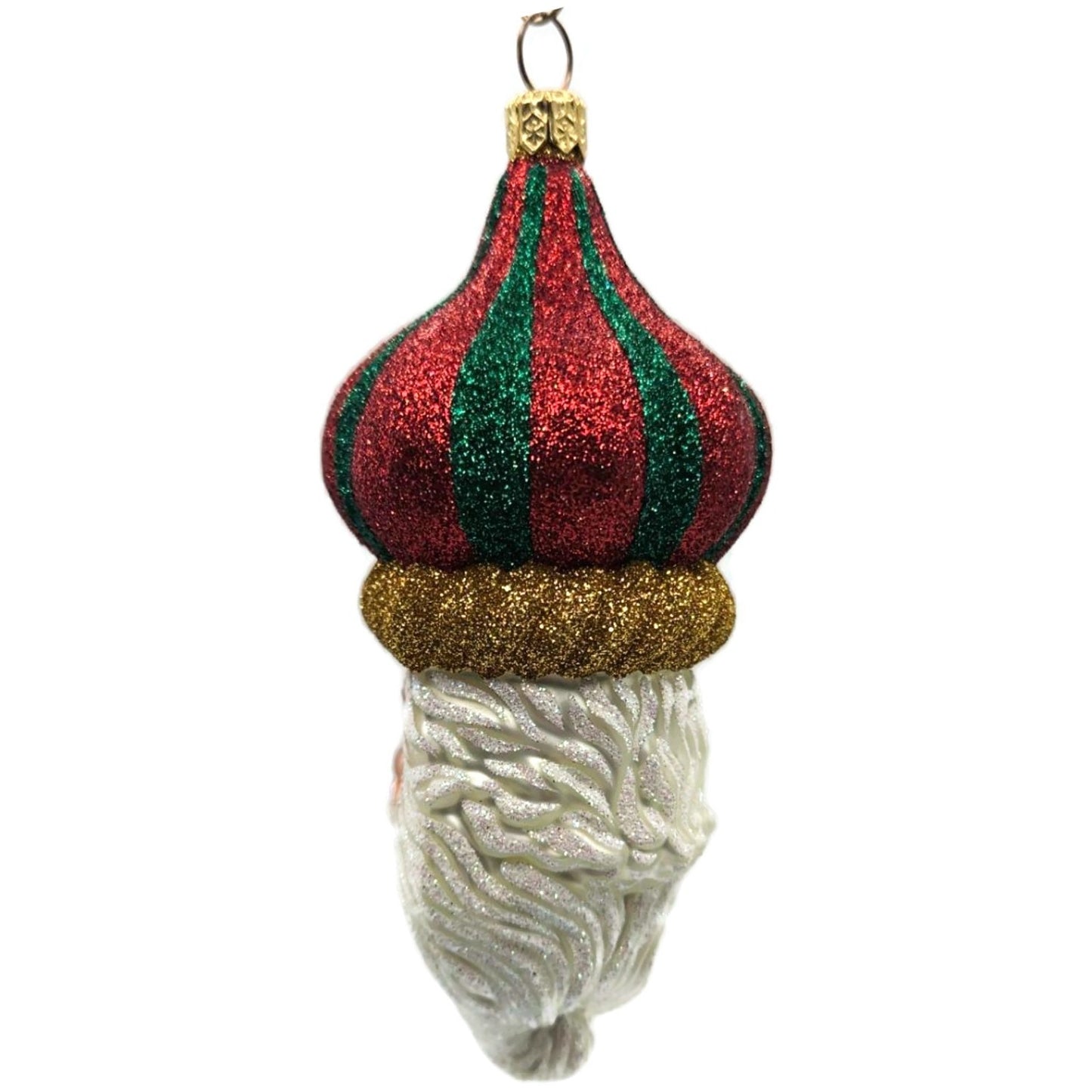 Patricia Breen Carnival Noel Red Green Santa Claus Head Christmas Tree Ornament