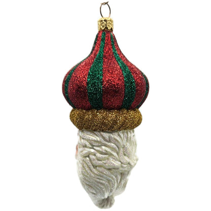 Patricia Breen Carnival Noel Red Green Santa Claus Head Christmas Tree Ornament