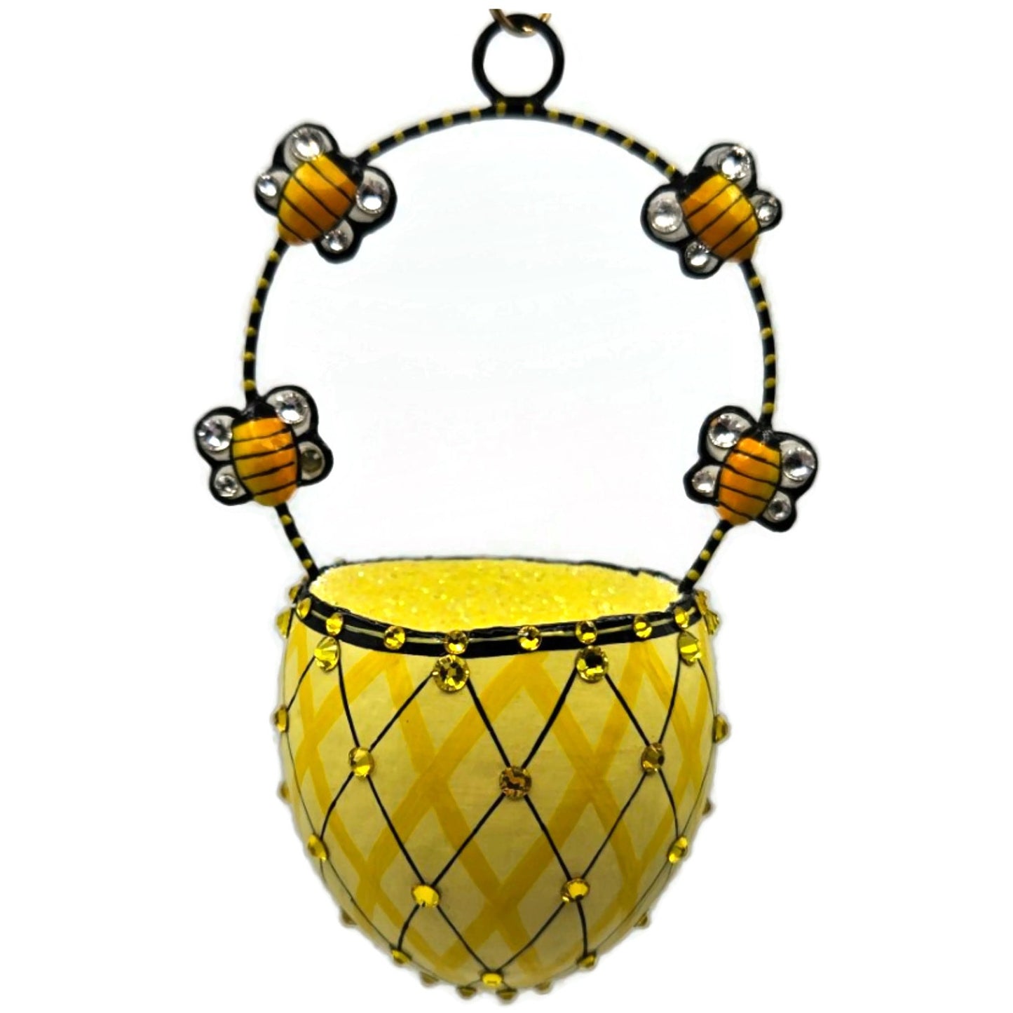 Patricia Breen Spring Basket Bees Yellow Insects Jeweled Holiday Ornament 3306