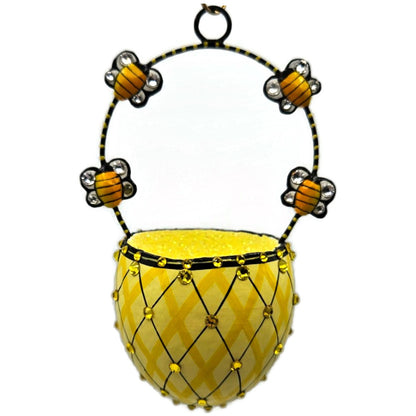 Patricia Breen Spring Basket Bees Yellow Insects Jeweled Holiday Ornament 3306