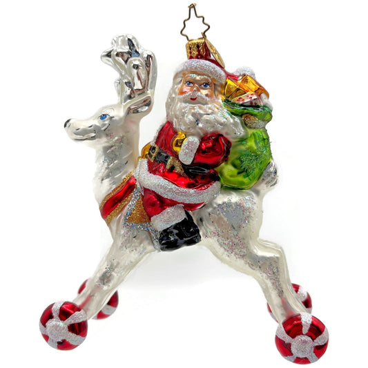 Christopher Radko Hi Ho Blitzen Santa Claus Glass Christmas Ornament 1013235