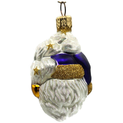Patricia Breen Merry Olde Elf Purple Santa Head Stars Christmas Tree Ornament