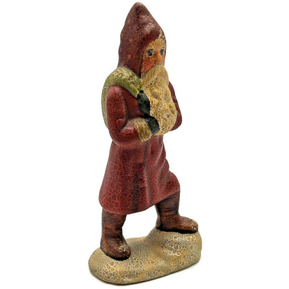 Vaillancourt Striding Belsnickel With Bag Folk Art Chalkware Christmas Figurine