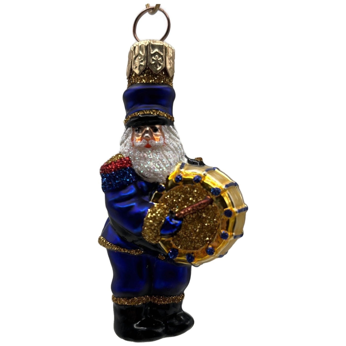 Patricia Breen Drummer Santa Claus Blue Gold Musical Christmas Tree Ornament