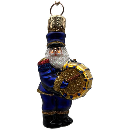 Patricia Breen Drummer Santa Claus Blue Gold Musical Christmas Tree Ornament