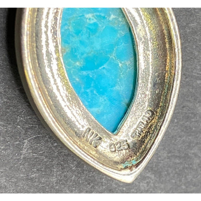 Marquise Turquoise Hook Dangle Earrings Marcasite Stone 925 Sterling Silver NK