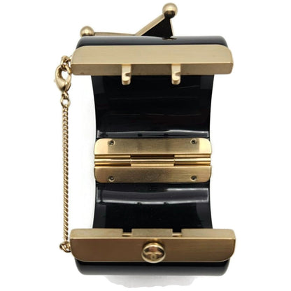 Co Co Chanel Paris Dallas Sheriff Star A A86470 Wide Cuff Black Gold Bracelet