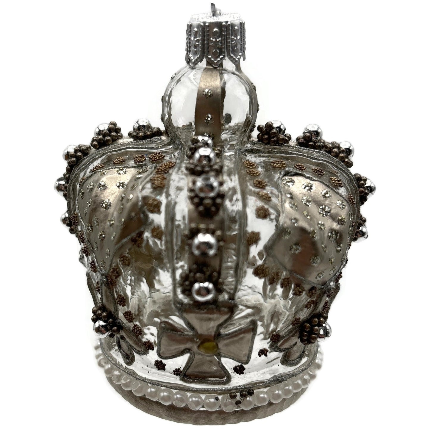 Nordstrom at Home Silver Jeweled Crown Hand Blown Glass Christmas Ornament