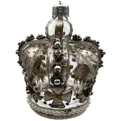 Nordstrom at Home Silver Jeweled Crown Hand Blown Glass Christmas Ornament