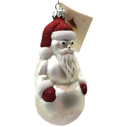 Patricia Breen Snowman Santa Matte Pearl White Red Christmas Tree Ornament