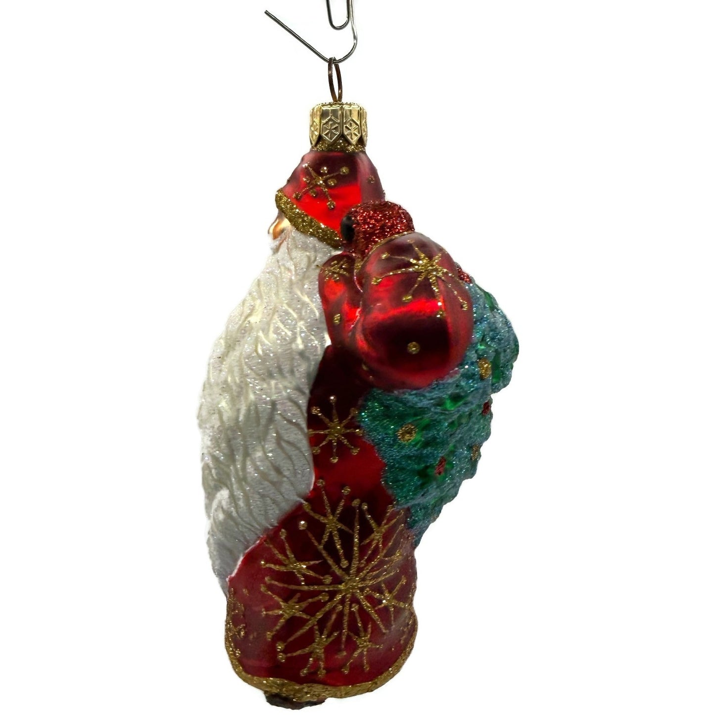 Patricia Breen Santa For Jason Gold Snowflakes Red Christmas Tree Ornament NM