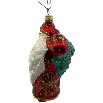 Patricia Breen Santa For Jason Gold Snowflakes Red Christmas Tree Ornament NM