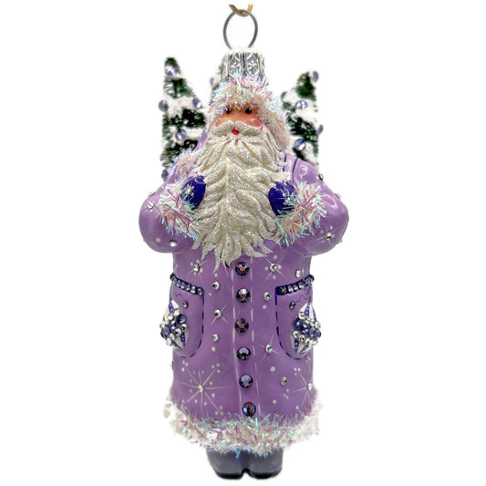 Patricia Breen Whose Woods Are These Lavender Santa Christmas Ornament CATZ