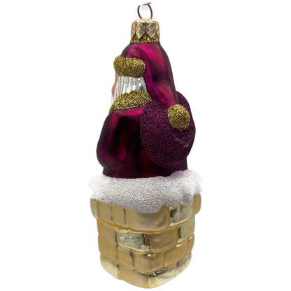 Patricia Breen Here Comes Santa Claus Fuchsia Gold Christmas Tree Ornament