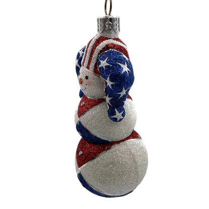 Patricia Breen Harlequin Snowman Patriotic Stars Stripe Christmas Tree Ornament