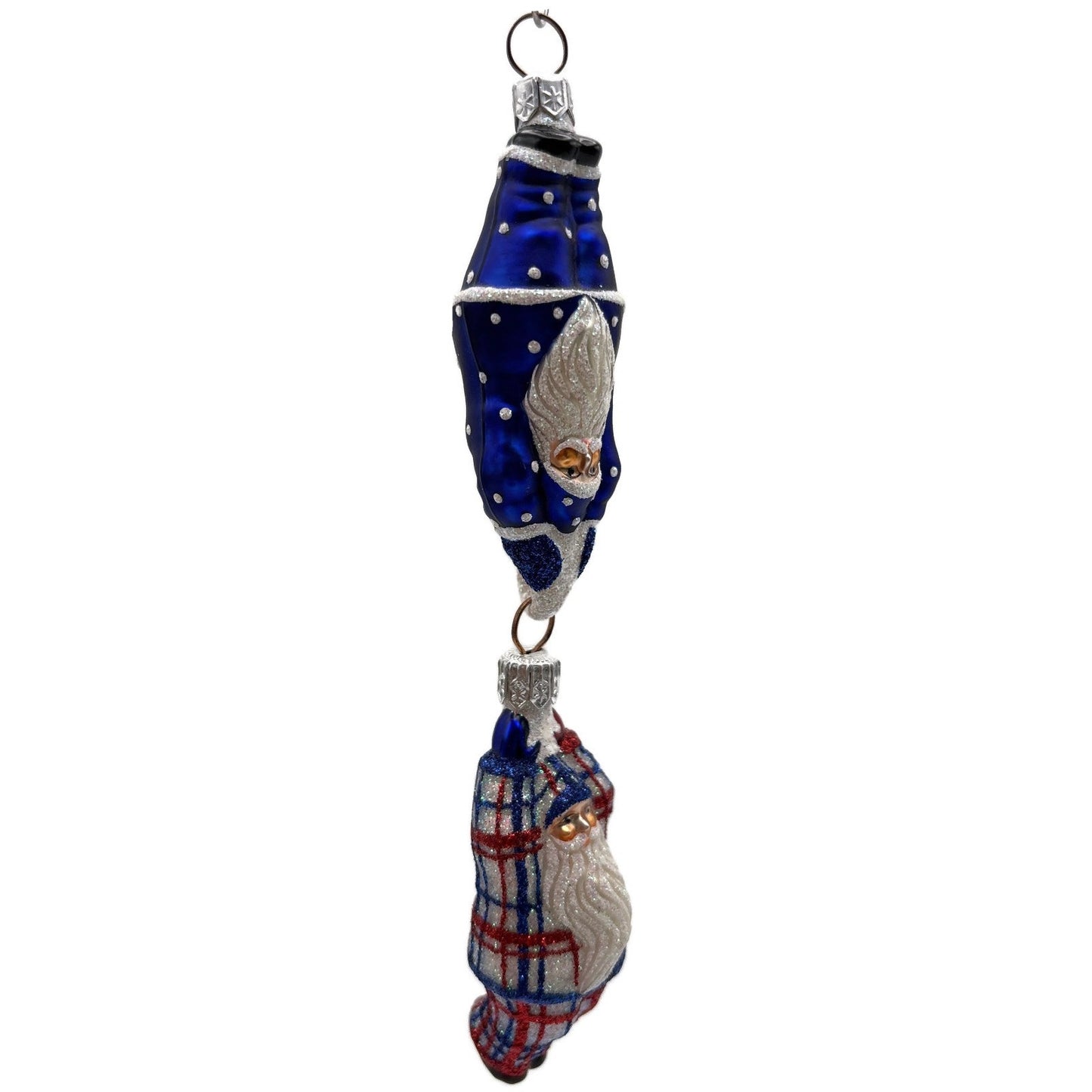 Patricia Breen Cirque de Nicoud Santa Patriotic Plaid Christmas Ornament CATZ