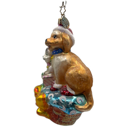Christopher Radko Festive Furry Friends Dog Cat Christmas Tree Ornament 02-SP-95