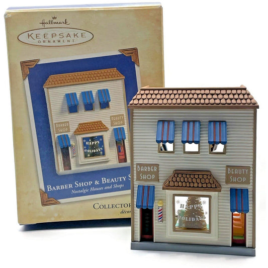 Hallmark Barber Beauty Nostalgic Shops 2004 Christmas Keepsake Ornament House