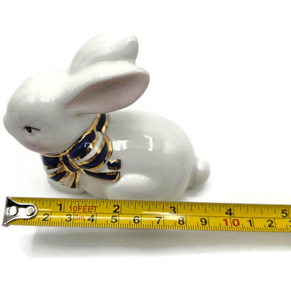 Mackenzie Childs Royal Check Blue Bunny Hostess Napkin Weight Egg Toothpick Set