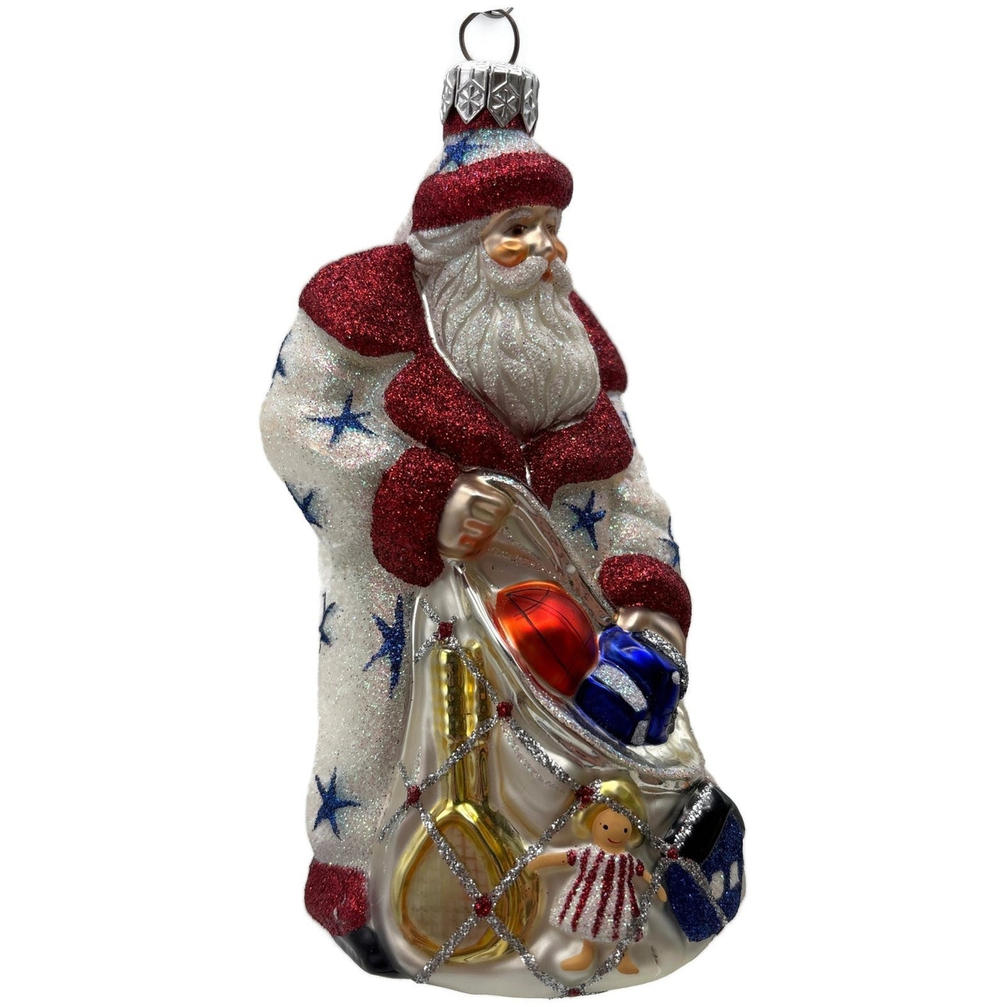 Patricia Breen Presents Pearl With Stars Patriotic Santa Christmas Tree Ornament
