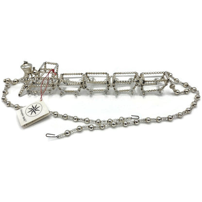 Christopher Radko Train Locomotive Garland Czech Silver Beaded 92-216