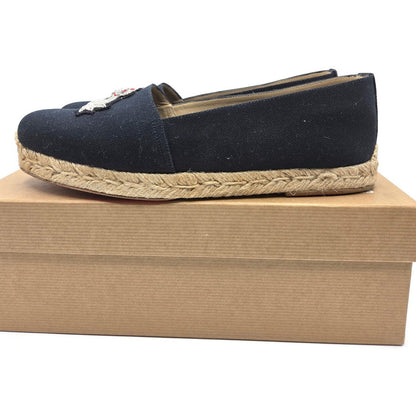 Christian Louboutin Galia Flat Olona Espadrilles Black Fabric Rope Jute Size 39